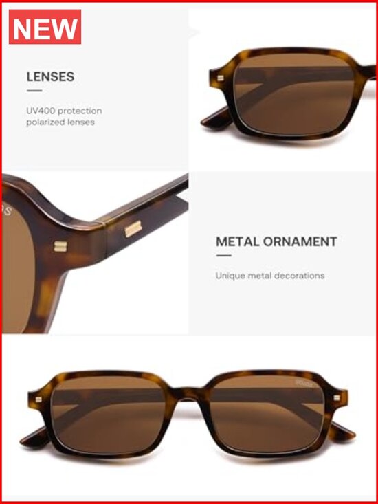 Trendy Rectangle Polarized Sunglasses, Thin Slim Square Sunnies, UV400 main image 5